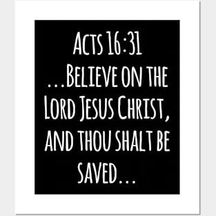 Acts 16:31 King James Version (KJV) Bible Verse Typography Posters and Art